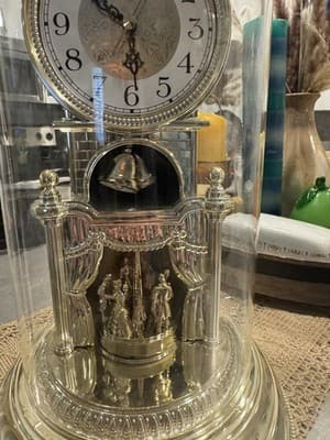 Vintage Japan Glass Dome Rhythm Quarts Anniversary Clock With Dancing Couples - Thumbnail 4