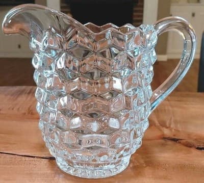 Vintage FOSTORIA AMERICAN Clear Glass 6 1/2" Squatty Pitcher w/ Ice Lip EUC! - Image 1