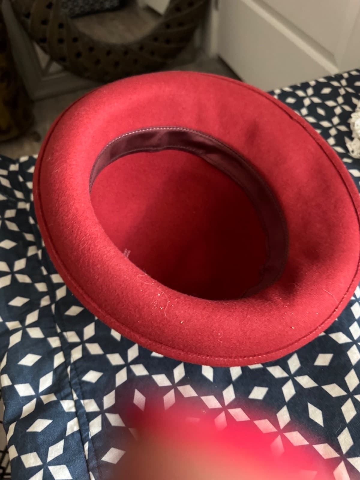 Hat Vintage Ladies Retro Dress Hat 100% Wool Felt Size 21-22 Rust with Feather - Thumbnail 3