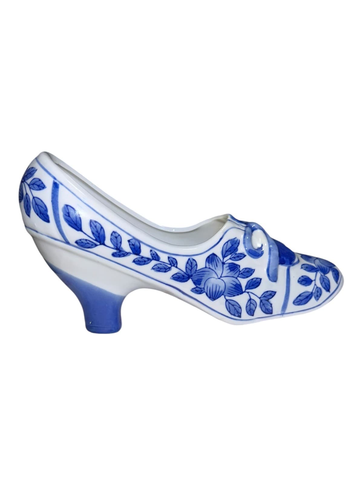 Vintage Seymour Mann China Blue Fine Porcelain Heeled Shoe Planter - Thumbnail 4