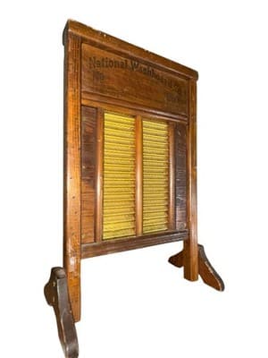 Vintage National #801 Brass King Top Notch Washboard w/ Chicken Print - Thumbnail 13