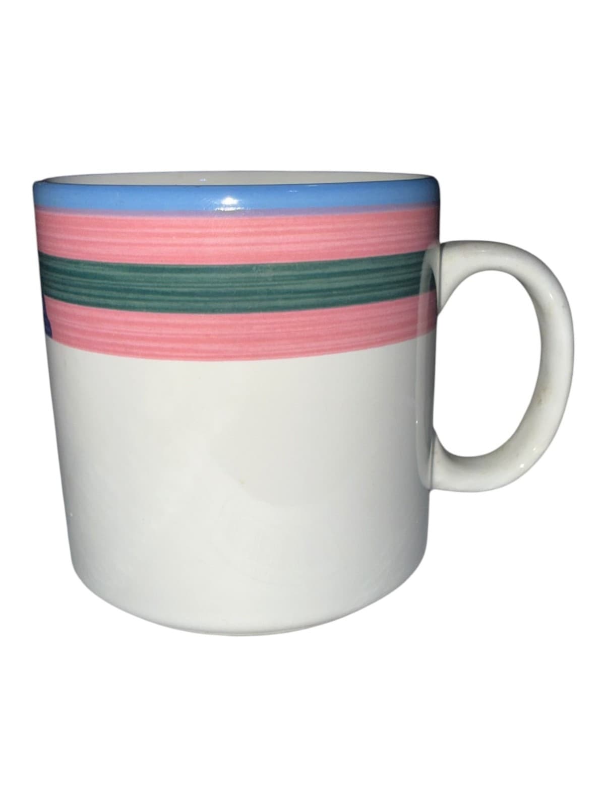 Vintage Design Concept Ceramic Striped Design Coffee Mug White