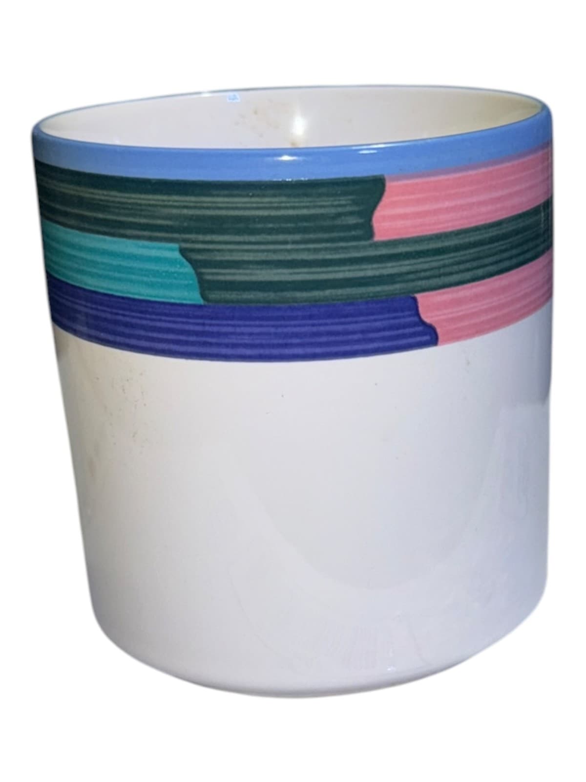 Vintage Design Concept Ceramic Striped Design Coffee Mug White - Thumbnail 3