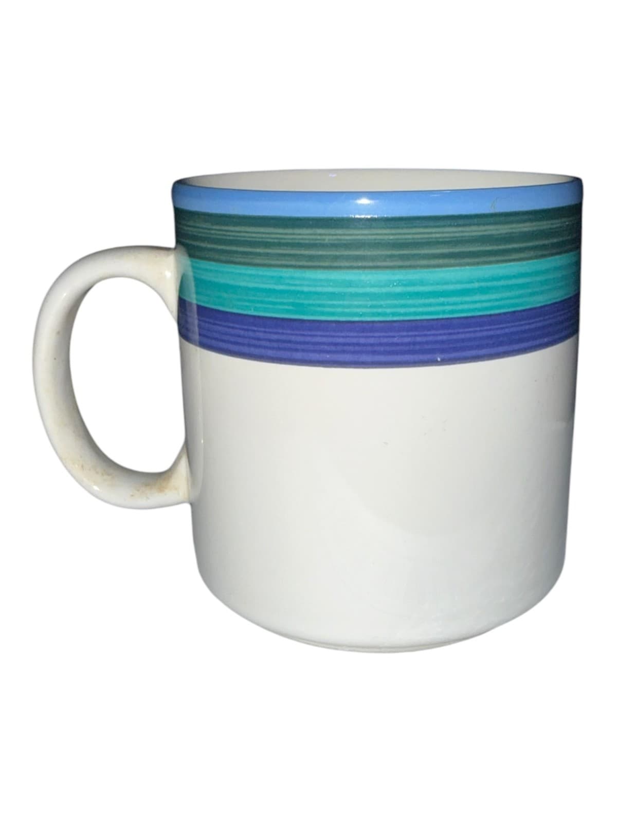Vintage Design Concept Ceramic Striped Design Coffee Mug White - Thumbnail 2