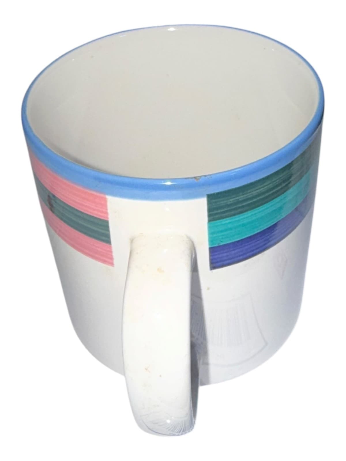 Vintage Design Concept Ceramic Striped Design Coffee Mug White - Thumbnail 4