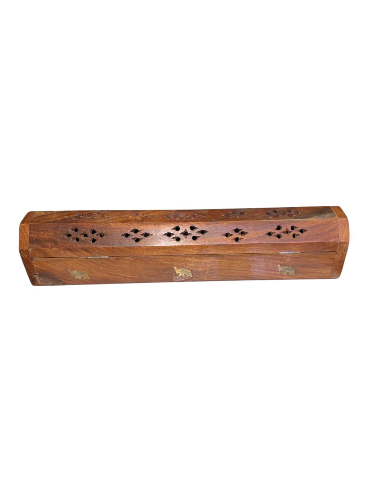 Vintage Wooden Incense Burner/Joss Sticks Storage Box Brown - Thumbnail 3
