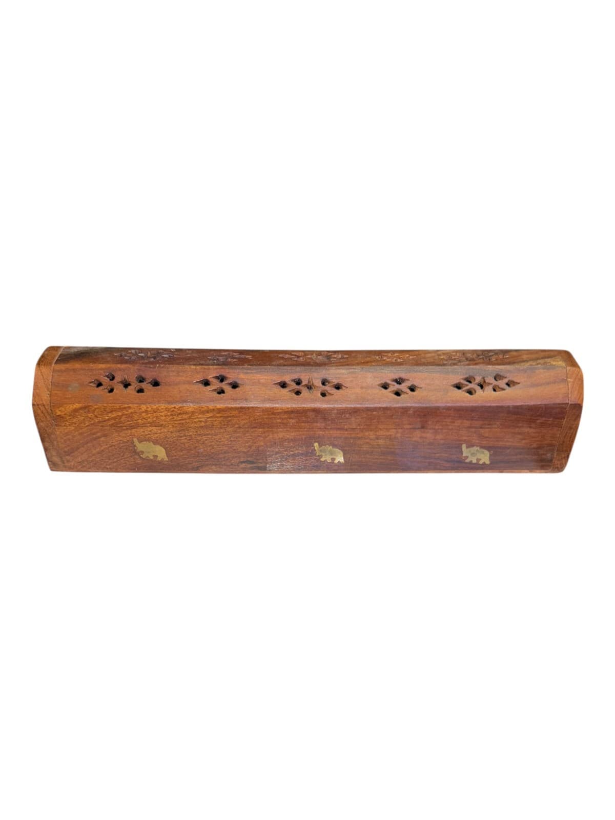 Vintage Wooden Incense Burner/Joss Sticks Storage Box Brown