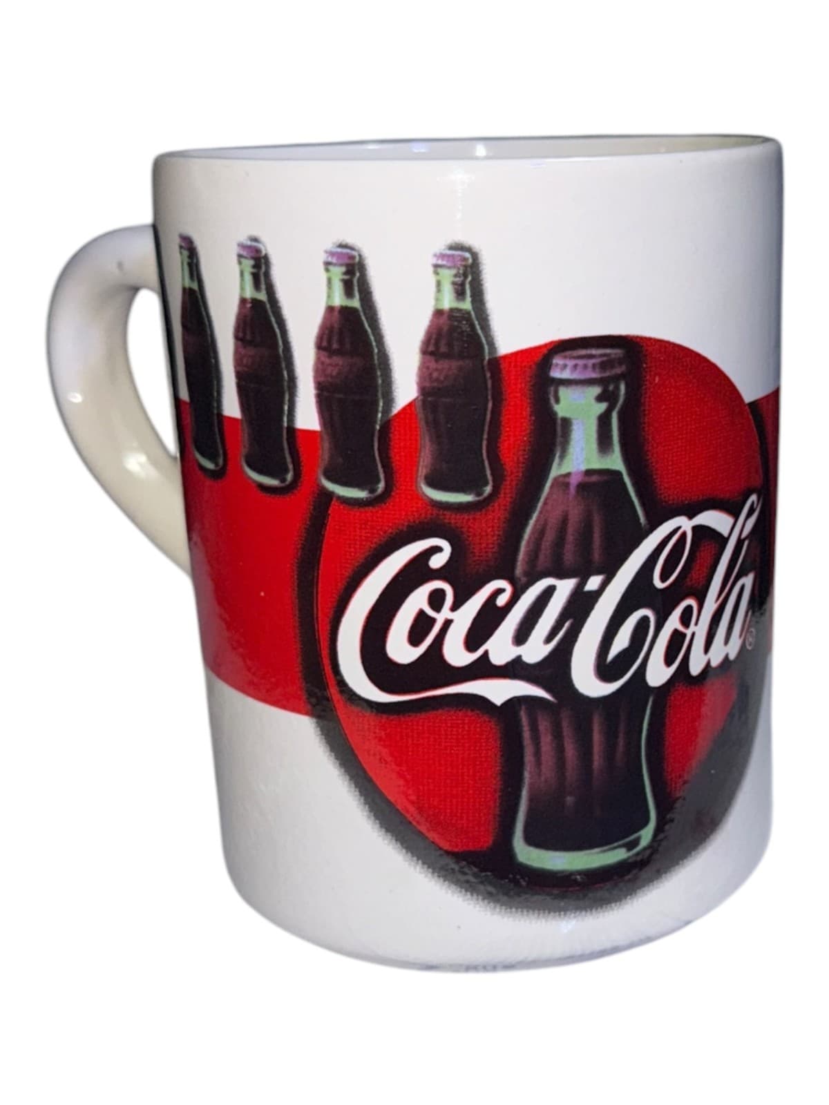 Vintage 1997 Gibson Coca-Cola Graphic Tea Coffee Mug White Ceramic