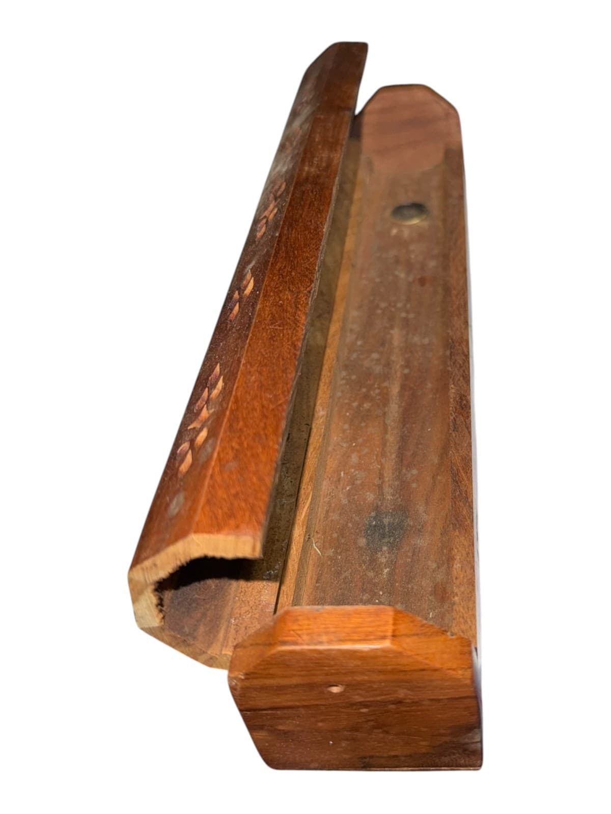 Vintage Wooden Incense Burner/Joss Sticks Storage Box Brown - Thumbnail 5