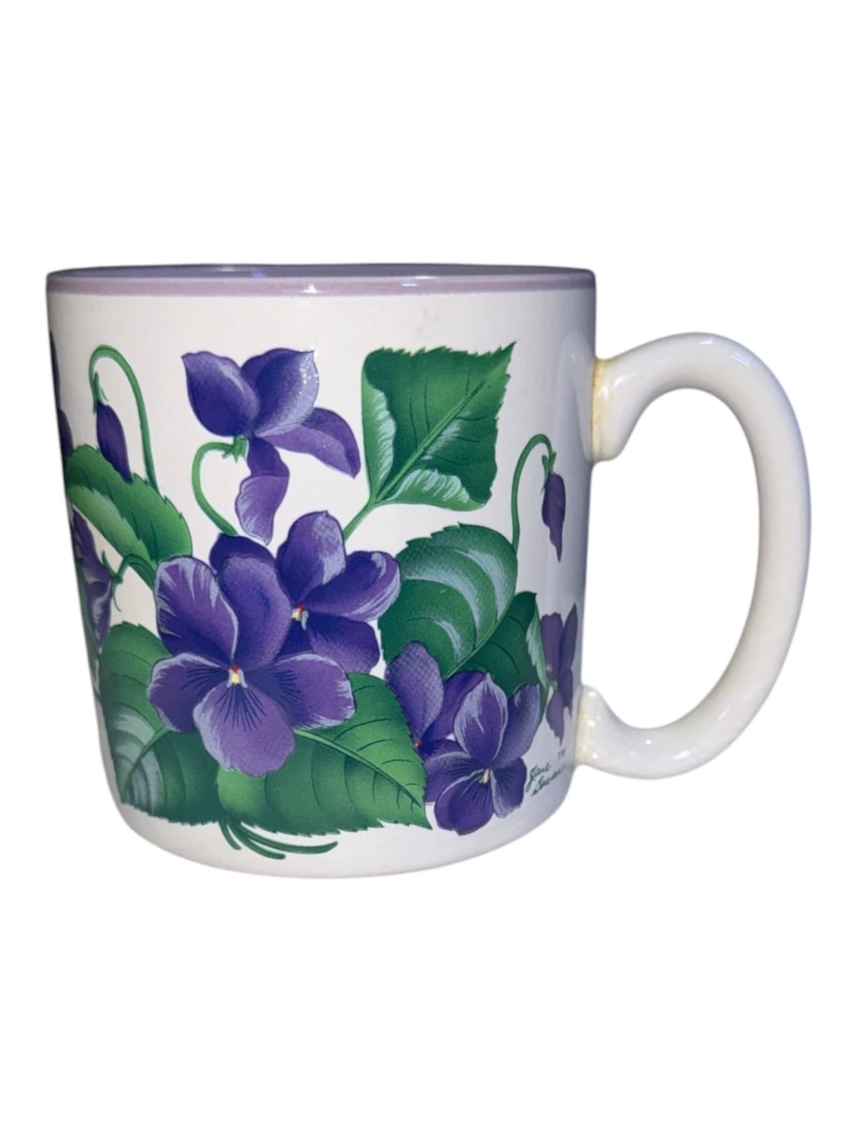 Vintage 1991 Flowers Inc Balloons Purple Floral Ceramic Coffee Tea Mug Cup - Thumbnail 2