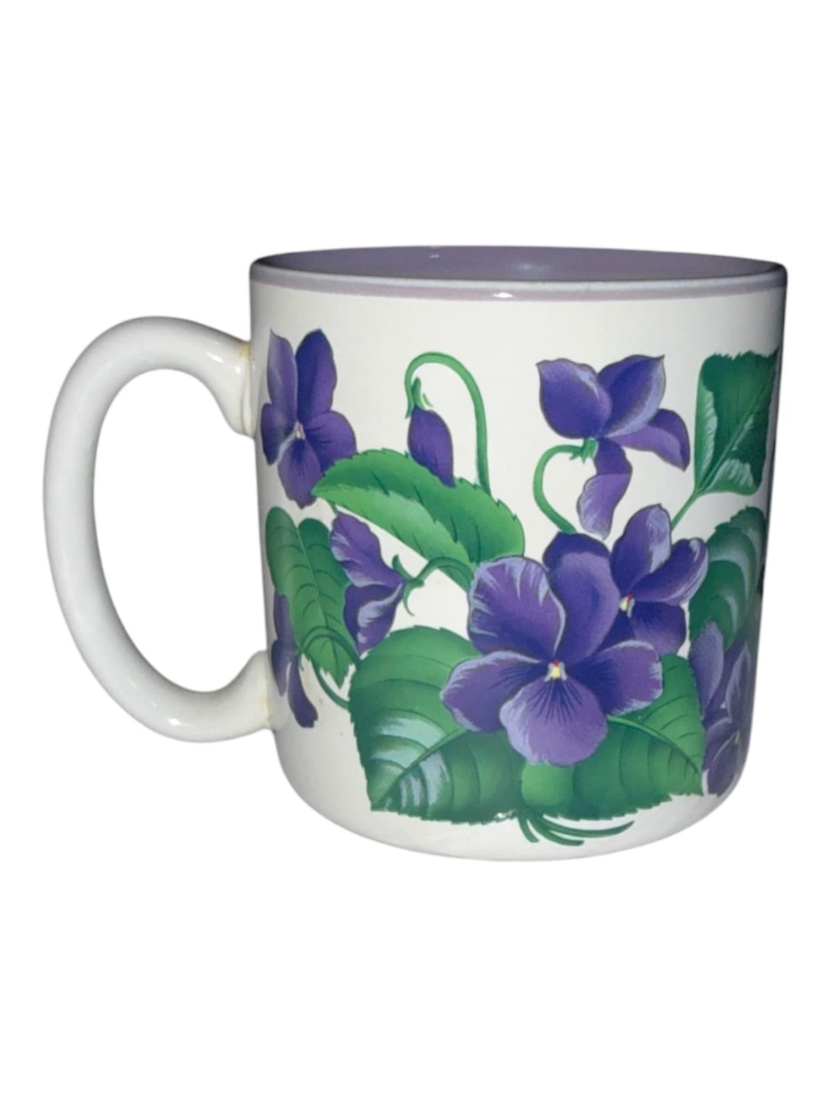 Vintage 1991 Flowers Inc Balloons Purple Floral Ceramic Coffee Tea Mug Cup