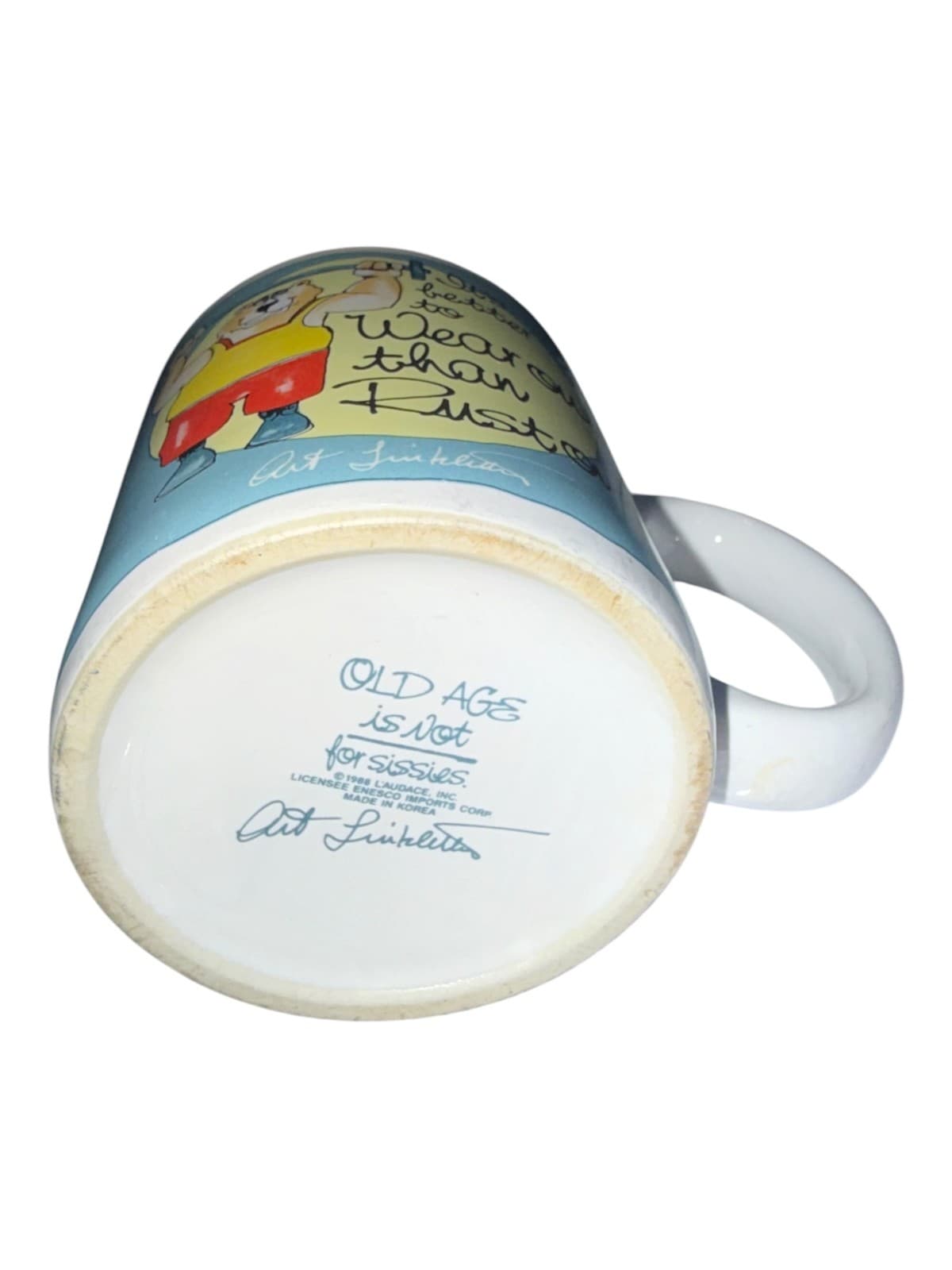 VTG 1988 Art Linkletter Enesco Coffee Mug - "Wear Out, Not Rust Out - Thumbnail 5