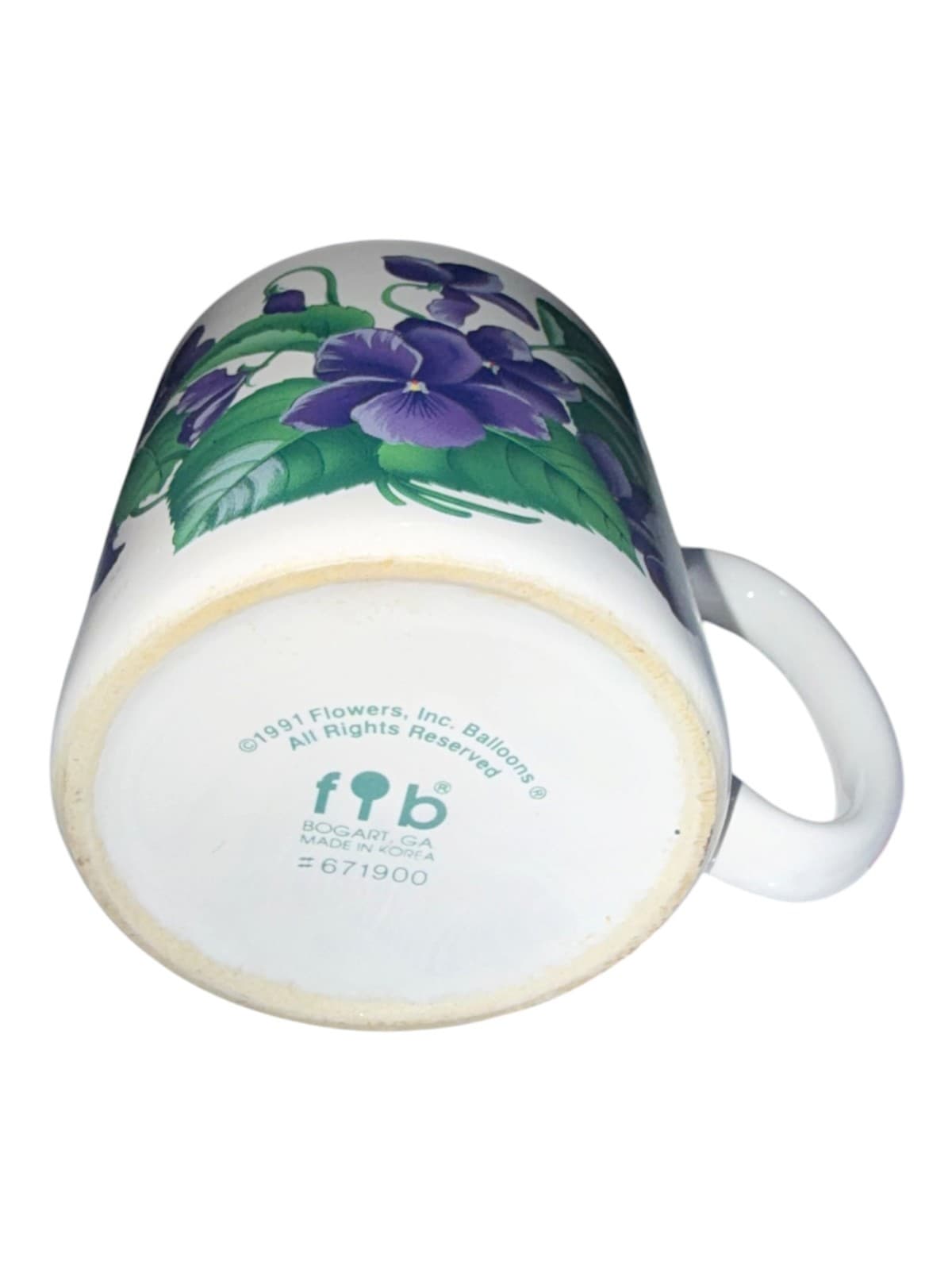 Vintage 1991 Flowers Inc Balloons Purple Floral Ceramic Coffee Tea Mug Cup - Thumbnail 5