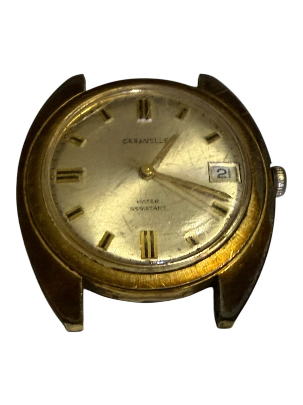 VTG Caravelle N4 Men's Gold Case Wristwatch with Date Indicator, Stainless - Thumbnail 5