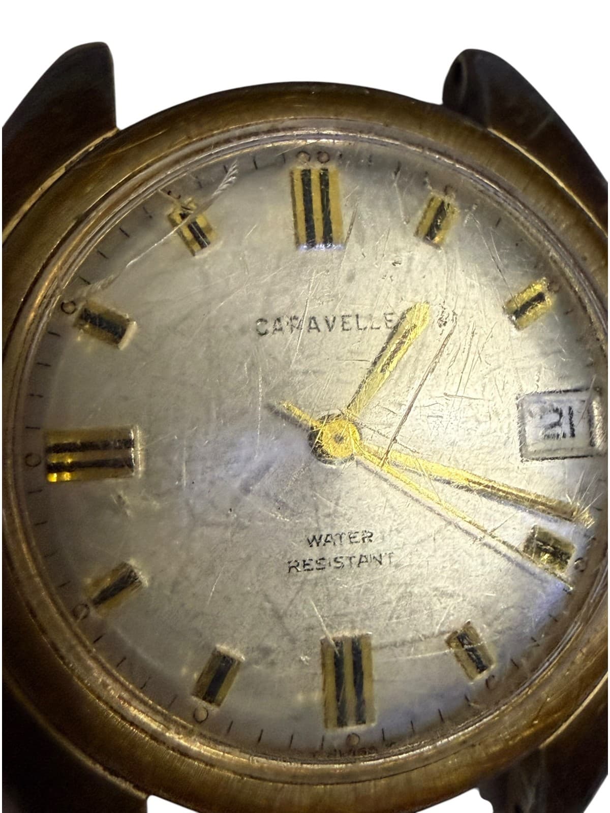 VTG Caravelle N4 Men's Gold Case Wristwatch with Date Indicator, Stainless - Thumbnail 4