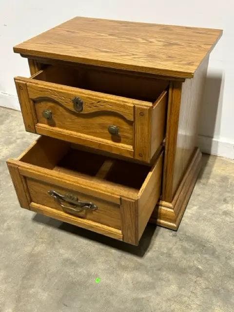 Broyhill Country French Oak 2 Drawer Nightstand - Thumbnail 3