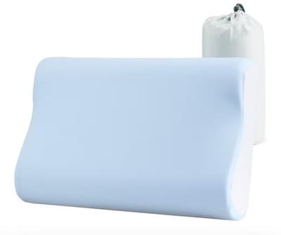Cooling Gel Memory Foam Standard Head Pillow Blue for Travel and Camping - Thumbnail 4
