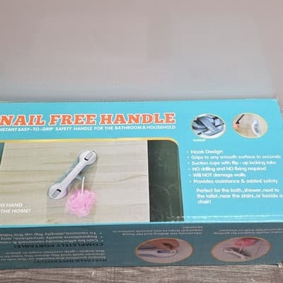 White Suction Cup Grab Bar Rectangle Portable Tool Free Bathroom Safety Handle