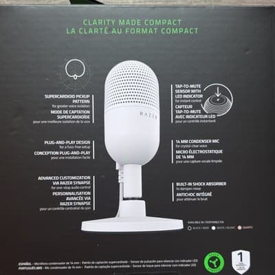 Razer Seiren V3 Mini White Edition USB Microphone Tap-to-Mute LED Supercardioid - Thumbnail 2