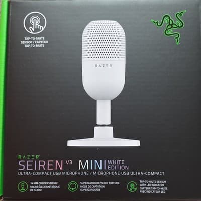Razer Seiren V3 Mini White Edition USB Microphone Tap-to-Mute LED Supercardioid