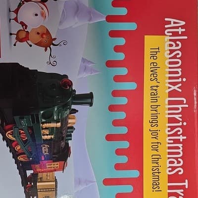 Atlasonix Christmas Train Starter Set Multicolor Steam Locomotive Track