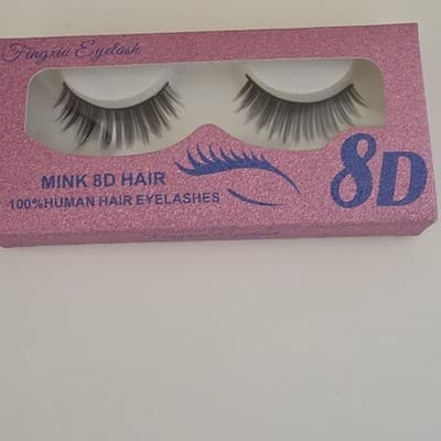 Fengriu Eyelash Mink 8D Full Volume Black Human Hair Eyelashes