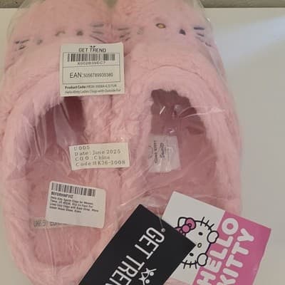 Sanrio Hello Kitty Pink Faux Fur Clog Slippers Women 6.5 US HK36-3008