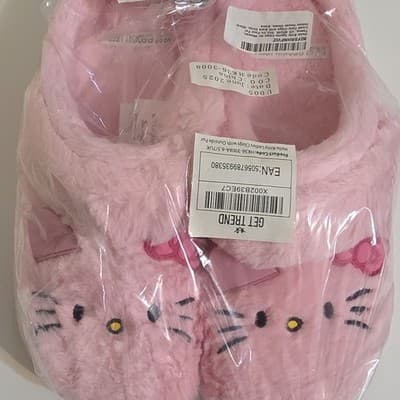 Sanrio Hello Kitty Pink Faux Fur Clog Slippers Women 6.5 US HK36-3008 - Thumbnail 2