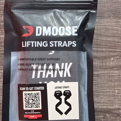 DMOOSE Weight Lifting Straps Black Neoprene Padding Adjustable Loop Wrist Suppo…