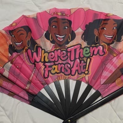 Where Them Fans At Animation Theme Pink Black Hand Fan X004TAQDYJ Made in China