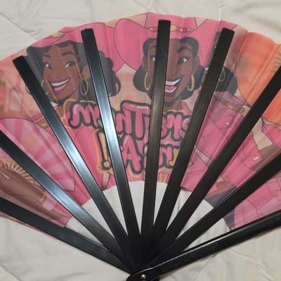 Where Them Fans At Animation Theme Pink Black Hand Fan X004TAQDYJ Made in China - Thumbnail 2