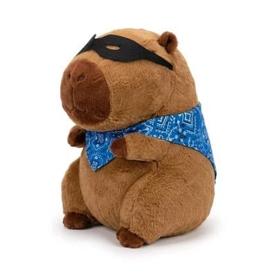 Character Capybara Stuffed Animal Medium Plush with Mask and Blue Bandana