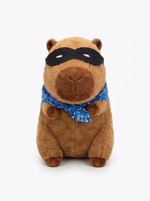 Character Capybara Stuffed Animal Medium Plush with Mask and Blue Bandana - Thumbnail 2