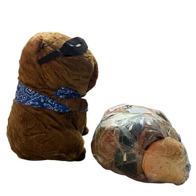 Character Capybara Stuffed Animal Medium Plush with Mask and Blue Bandana - Thumbnail 3