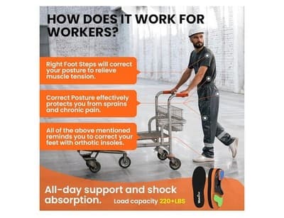Work Boot Insoles Plantar Fasciitis - Welnove M: W 10-11.5 / M 9-10.5, Orange - Thumbnail 5