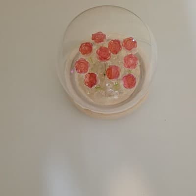 Glass Dome Music Box with Pink Roses Decorative Home Decor Collectible Gift - Thumbnail 2