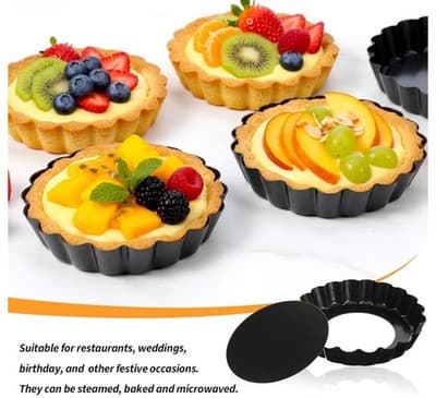 16 Pack Mini Tart Pans 4 Inch with Removable Bottom Round Nonstick Quiche Pan, H - Thumbnail 4