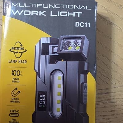 LED Work Light DC11 Black Magnetic Base Rotating Head Type-C Charging