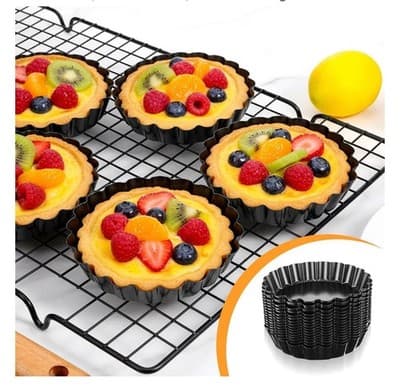 16 Pack Mini Tart Pans 4 Inch with Removable Bottom Round Nonstick Quiche Pan, H - Thumbnail 5