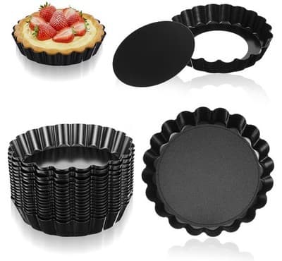 16 Pack Mini Tart Pans 4 Inch with Removable Bottom Round Nonstick Quiche Pan, H - Thumbnail 2