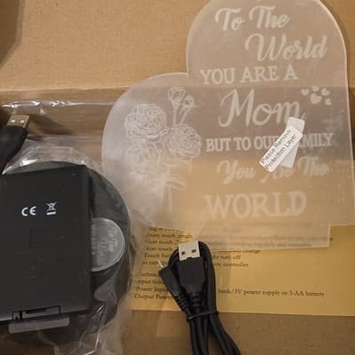 3D LED Night Light Lamp Color Changing USB Acrylic Mother's Day Remote Control - Thumbnail 2