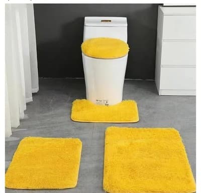 4 Piece Non Slip, Toilet Lid Cover and Contour Mat, Bath Mats Shower Mats Bath R - Thumbnail 2