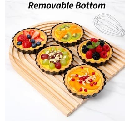 16 Pack Mini Tart Pans 4 Inch with Removable Bottom Round Nonstick Quiche Pan, H - Thumbnail 6