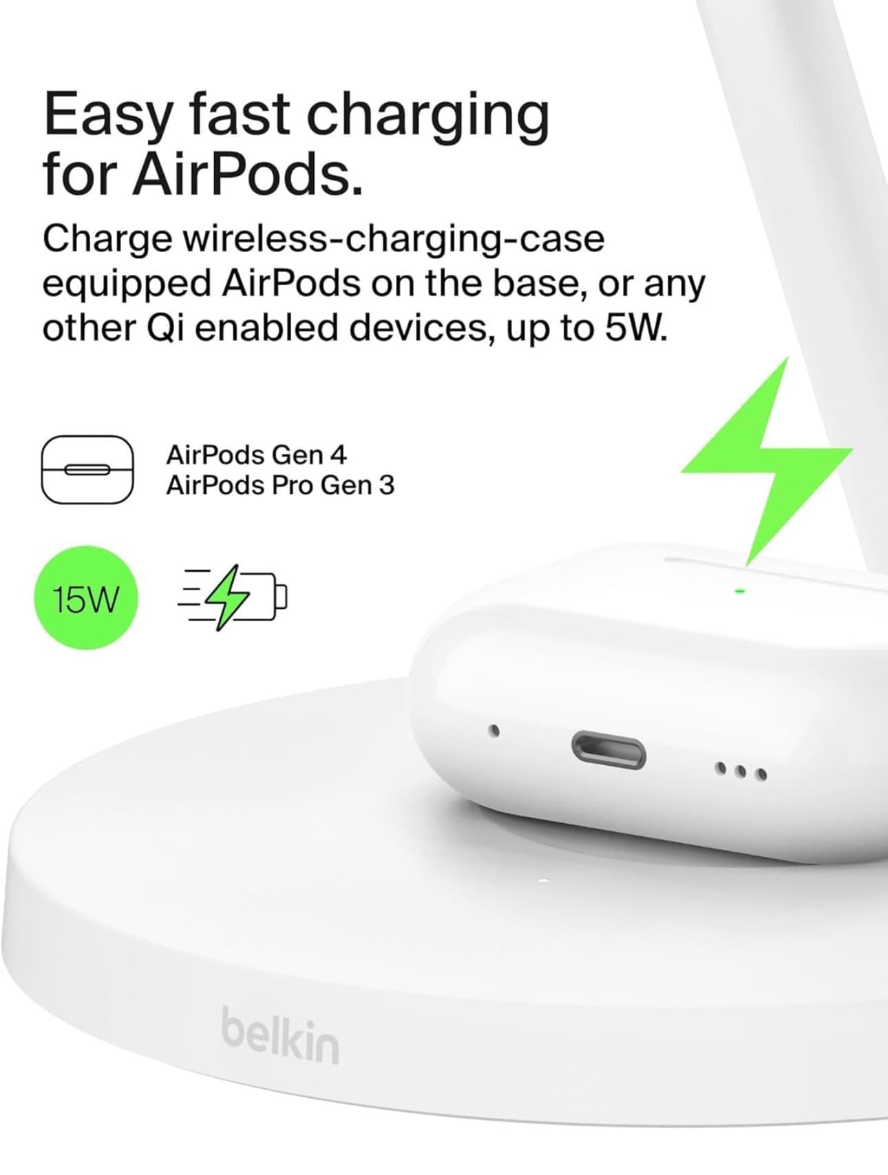 Belkin 3-in-1 Wireless Charging Station for iPhone, Apple Watch, AirPods - Thumbnail 4