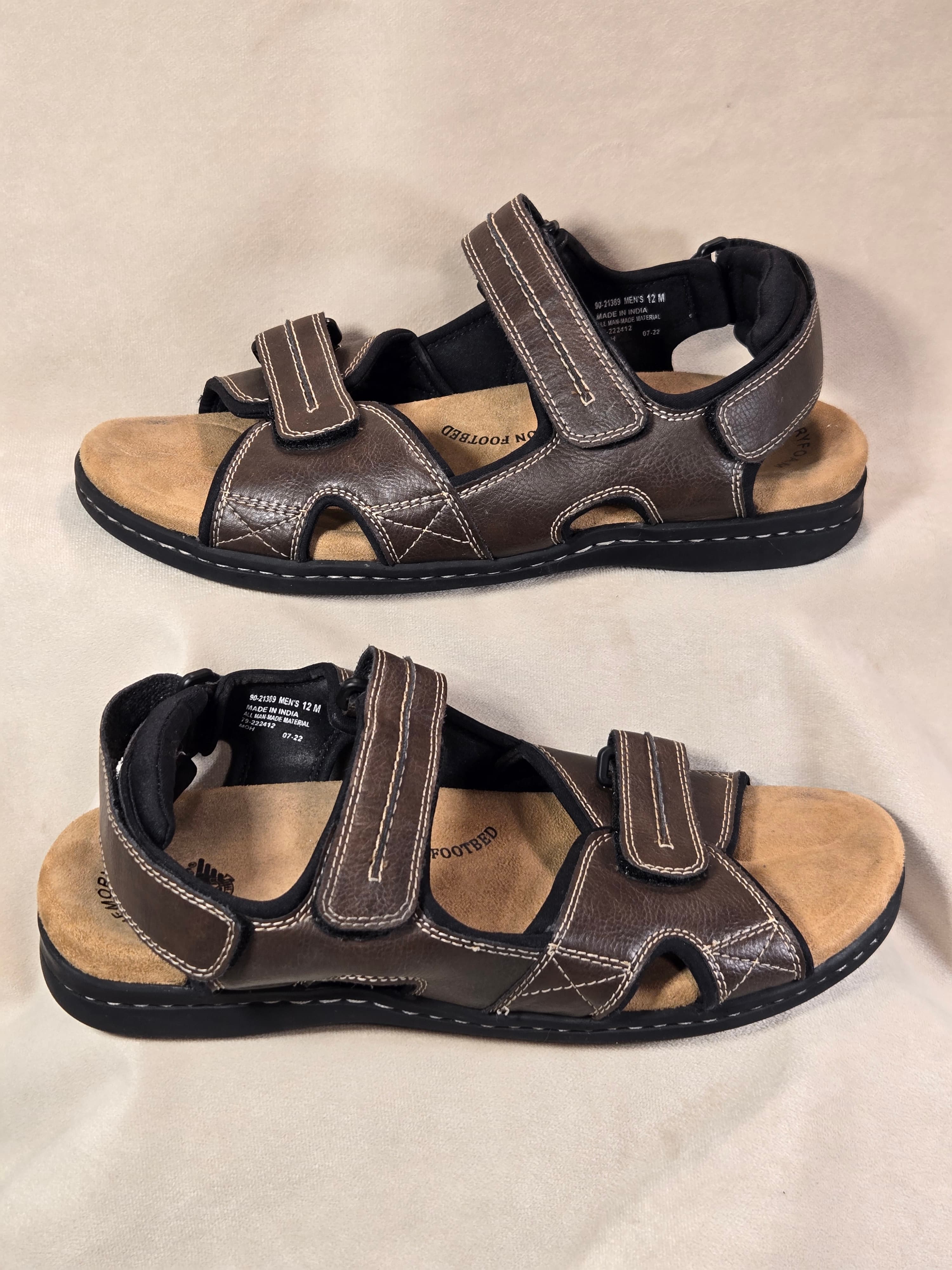 Dockers Men's Newpage Three-Strap Memory Foam Sandals - Brown - Thumbnail 4
