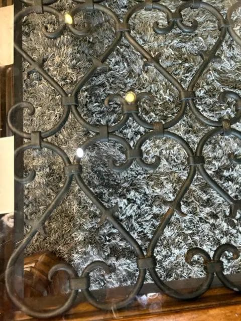 Large Wooden Coffee Table with Black Iron and Glass Top - Thumbnail 4