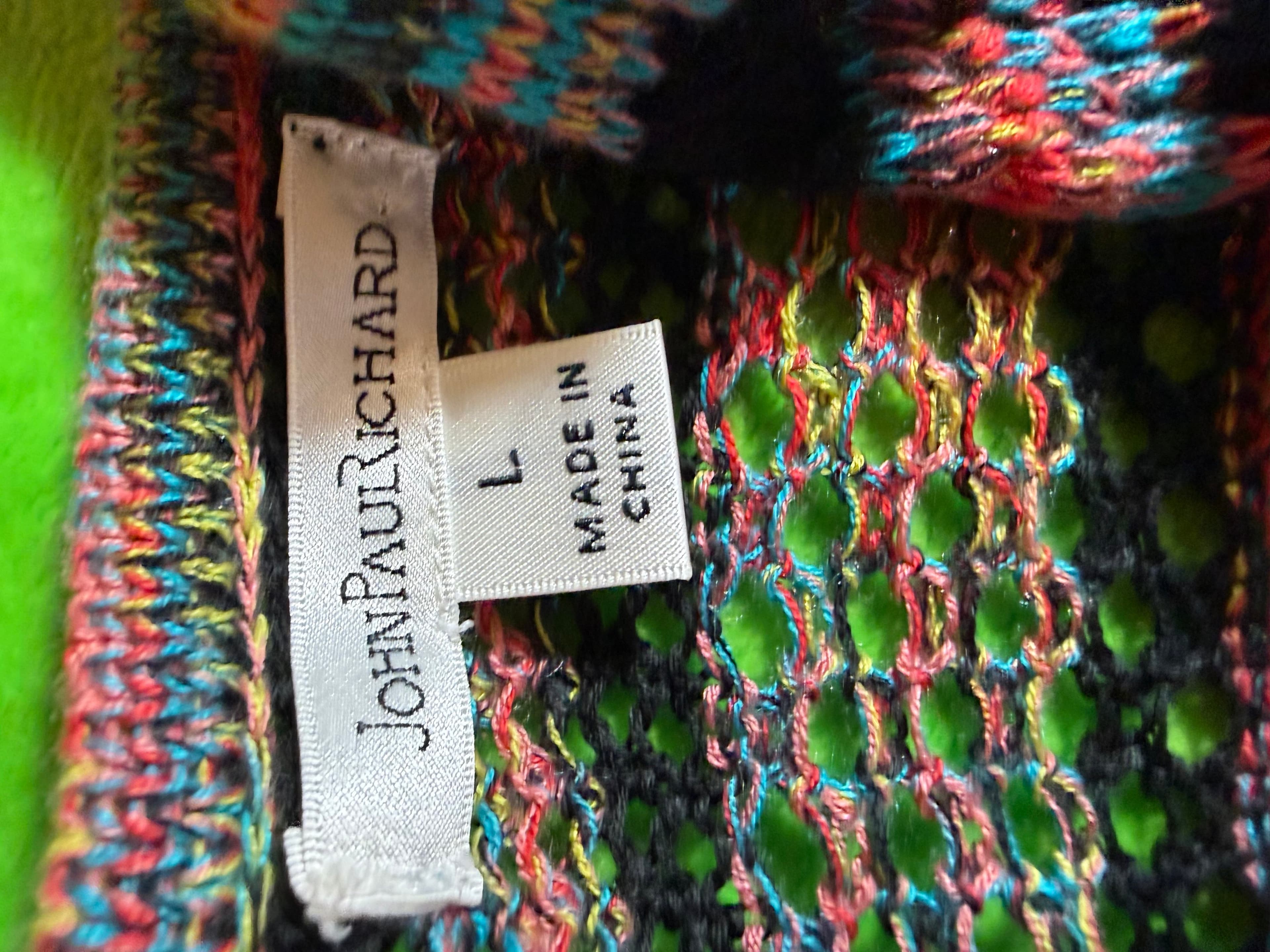 Colorful Striped Boho Open Knit Cardigan Sweater - Thumbnail 3