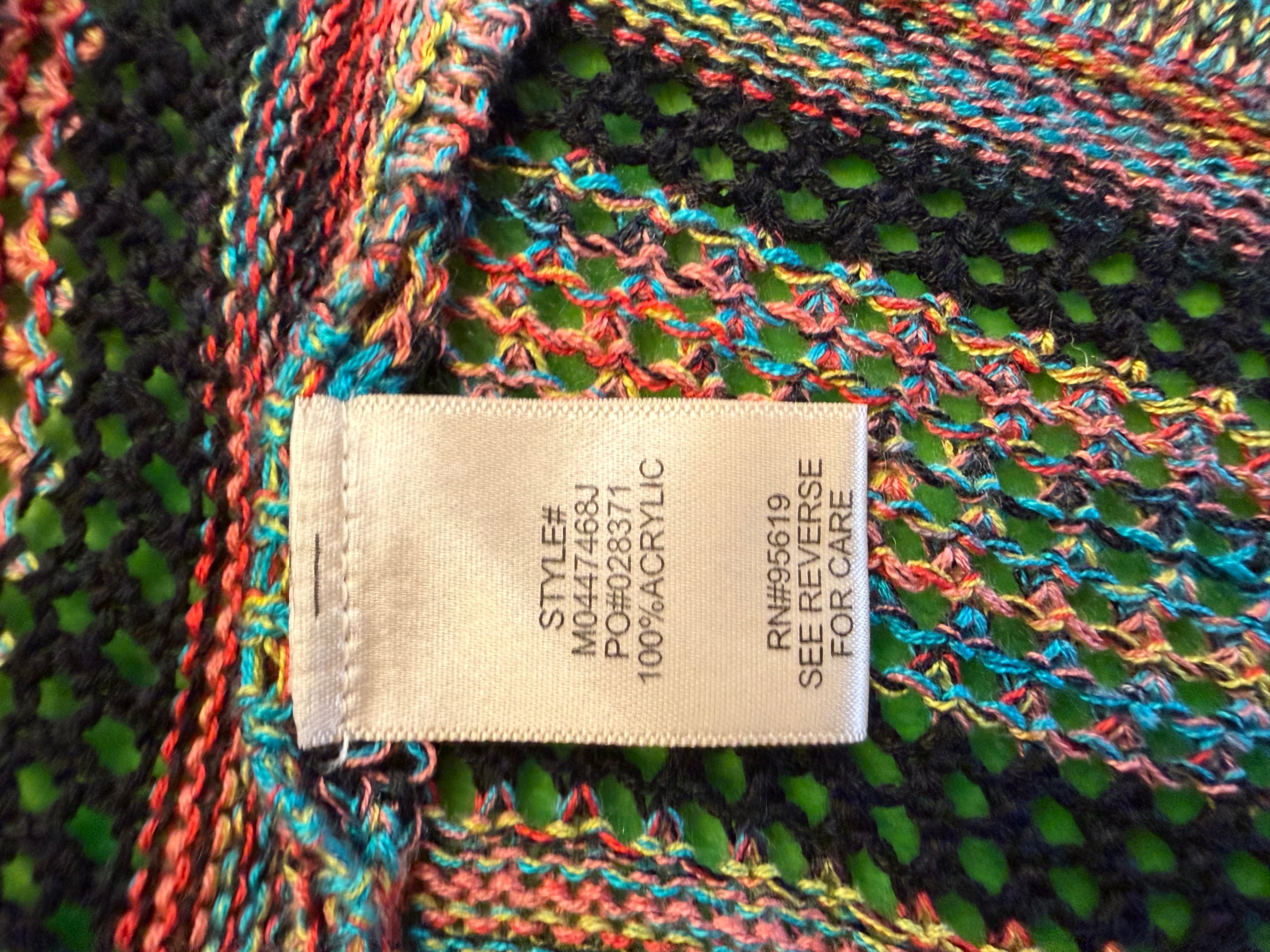 Colorful Striped Boho Open Knit Cardigan Sweater - Thumbnail 4