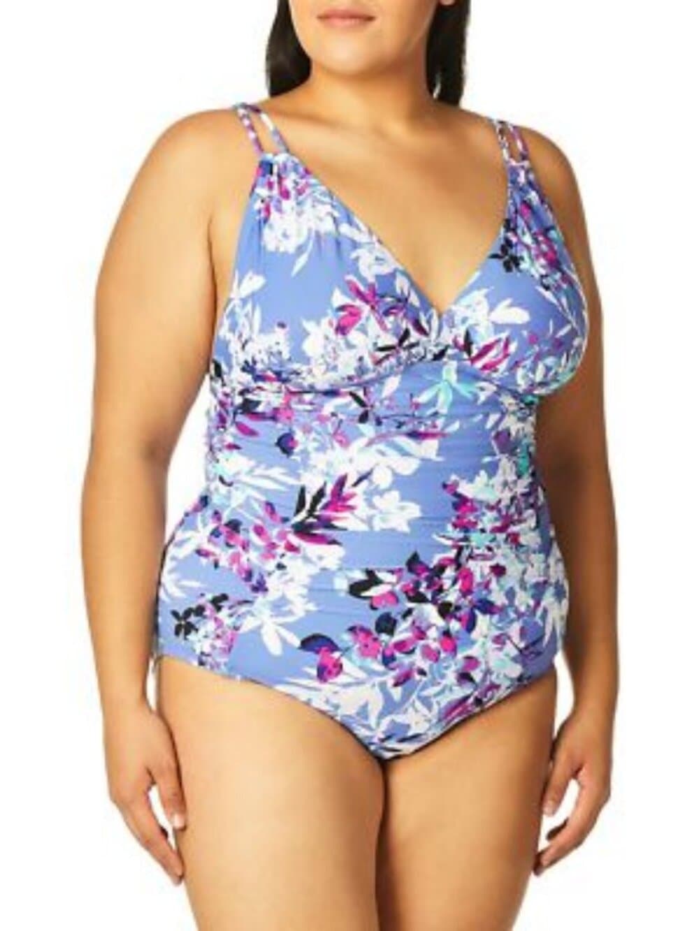 Calvin Klein Women's Shirred Surplus One Piece Swimsuit, Shadow Multi, 8 - Thumbnail 4
