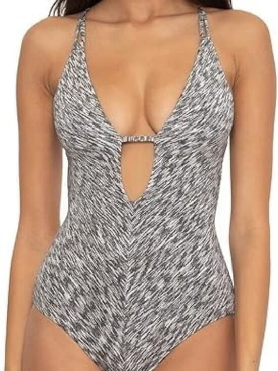 BECCA by Rebecca Women's Virtue Sundance Elizabeth Plunge One-Piece SMALL - Thumbnail 4